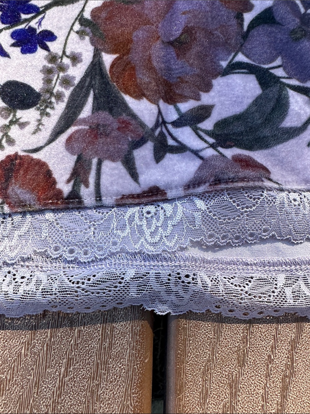 Anthropologie Lavender Floral Lace-Trim Long Sleeve Top - Picture 4 of 6
